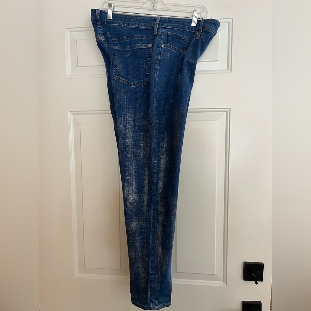 Chico’s so slimming girlfriend slim leg ankle dark wash metallic rinse. Size 12R - Picture 4 of 16